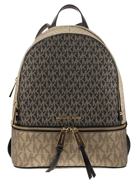 michael michael kors rhea medium striped logo and leather backpack|Michael Kors rhea studded backpack.